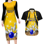 Australia Bowling Couples Matching Long Sleeve Bodycon Dress and Hawaiian Shirt I Am A Bowling Pin Curve Style