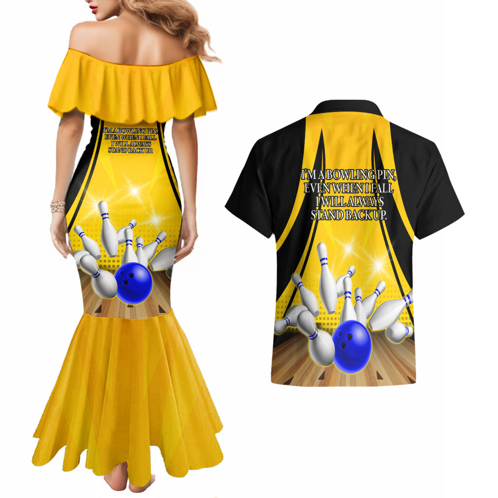 Australia Bowling Couples Matching Mermaid Dress and Hawaiian Shirt I Am A Bowling Pin Curve Style