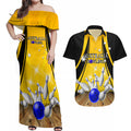 Australia Bowling Couples Matching Off Shoulder Maxi Dress and Hawaiian Shirt I Am A Bowling Pin Curve Style