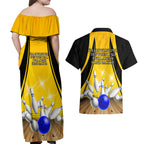 Australia Bowling Couples Matching Off Shoulder Maxi Dress and Hawaiian Shirt I Am A Bowling Pin Curve Style