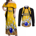 Australia Bowling Couples Matching Off Shoulder Maxi Dress and Long Sleeve Button Shirt I Am A Bowling Pin Curve Style