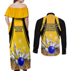 Australia Bowling Couples Matching Off Shoulder Maxi Dress and Long Sleeve Button Shirt I Am A Bowling Pin Curve Style