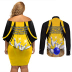 Australia Bowling Couples Matching Off Shoulder Short Dress and Long Sleeve Button Shirt I Am A Bowling Pin Curve Style