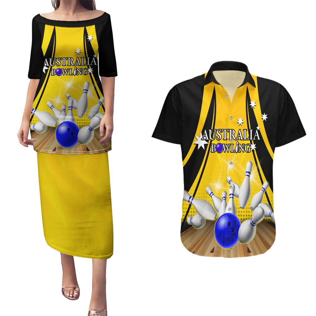 Australia Bowling Couples Matching Puletasi and Hawaiian Shirt I Am A Bowling Pin Curve Style