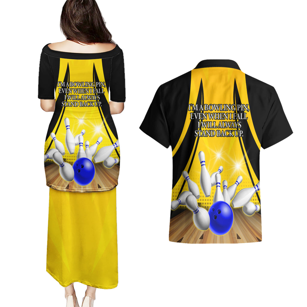 Australia Bowling Couples Matching Puletasi and Hawaiian Shirt I Am A Bowling Pin Curve Style