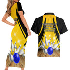 Australia Bowling Couples Matching Short Sleeve Bodycon Dress and Hawaiian Shirt I Am A Bowling Pin Curve Style