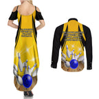 Australia Bowling Couples Matching Summer Maxi Dress and Long Sleeve Button Shirt I Am A Bowling Pin Curve Style