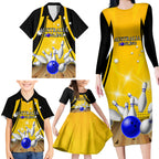 Australia Bowling Family Matching Long Sleeve Bodycon Dress and Hawaiian Shirt I Am A Bowling Pin Curve Style