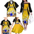 Australia Bowling Family Matching Off Shoulder Long Sleeve Dress and Hawaiian Shirt I Am A Bowling Pin Curve Style