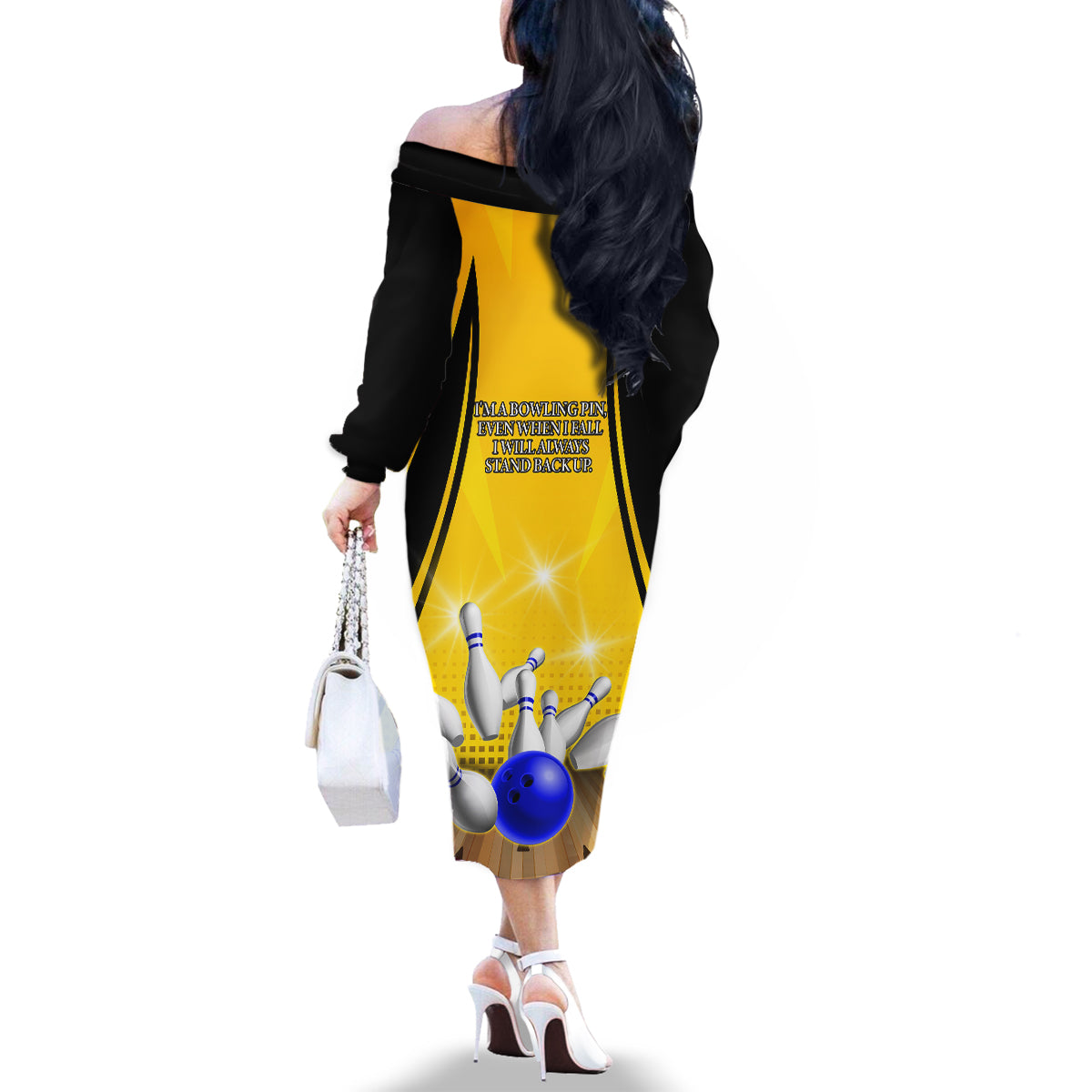 Australia Bowling Family Matching Off Shoulder Long Sleeve Dress and Hawaiian Shirt I Am A Bowling Pin Curve Style