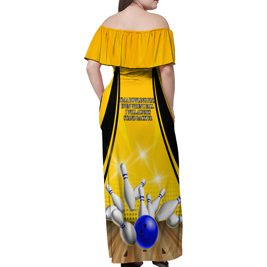 Australia Bowling Family Matching Off Shoulder Maxi Dress and Hawaiian Shirt I Am A Bowling Pin Curve Style