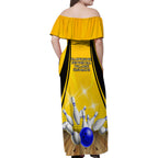 Australia Bowling Family Matching Off Shoulder Maxi Dress and Hawaiian Shirt I Am A Bowling Pin Curve Style