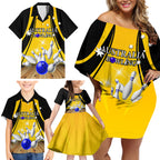 Australia Bowling Family Matching Off Shoulder Short Dress and Hawaiian Shirt I Am A Bowling Pin Curve Style