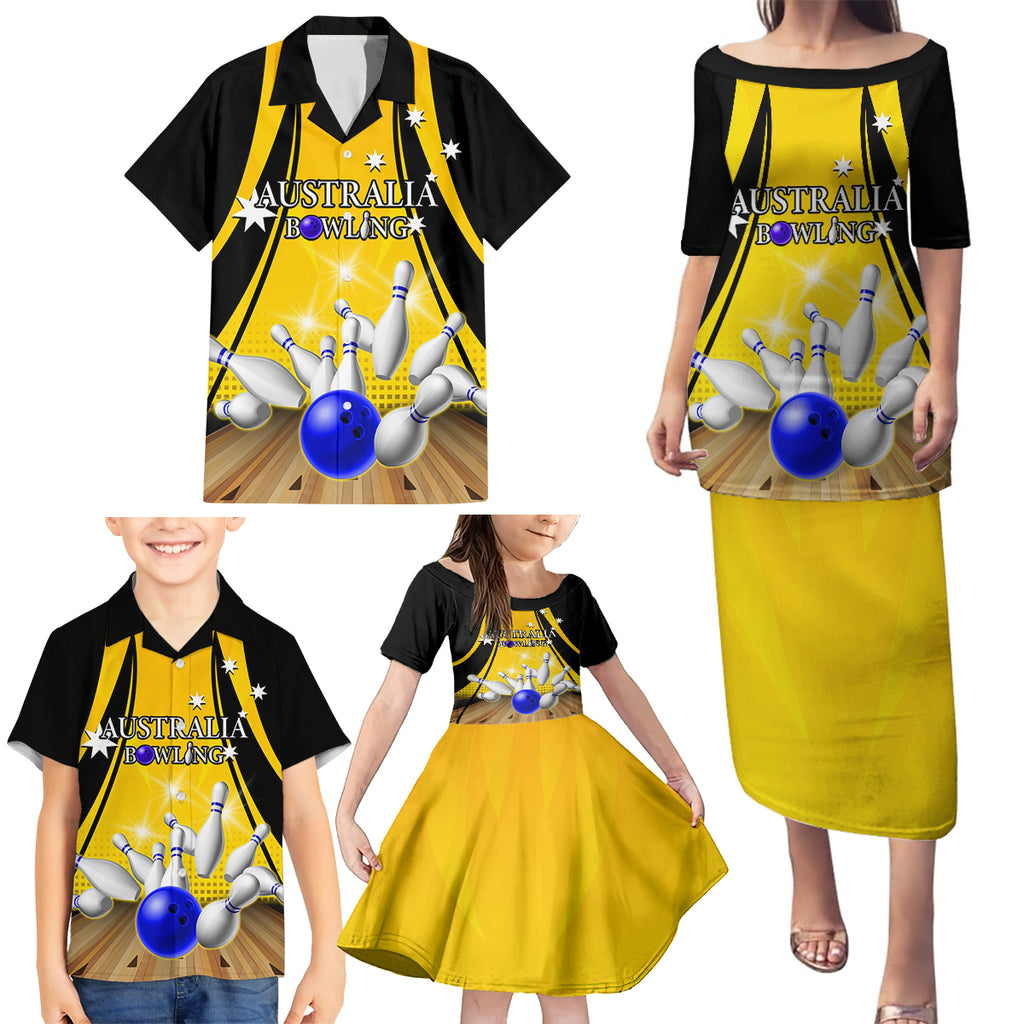 Australia Bowling Family Matching Puletasi and Hawaiian Shirt I Am A Bowling Pin Curve Style