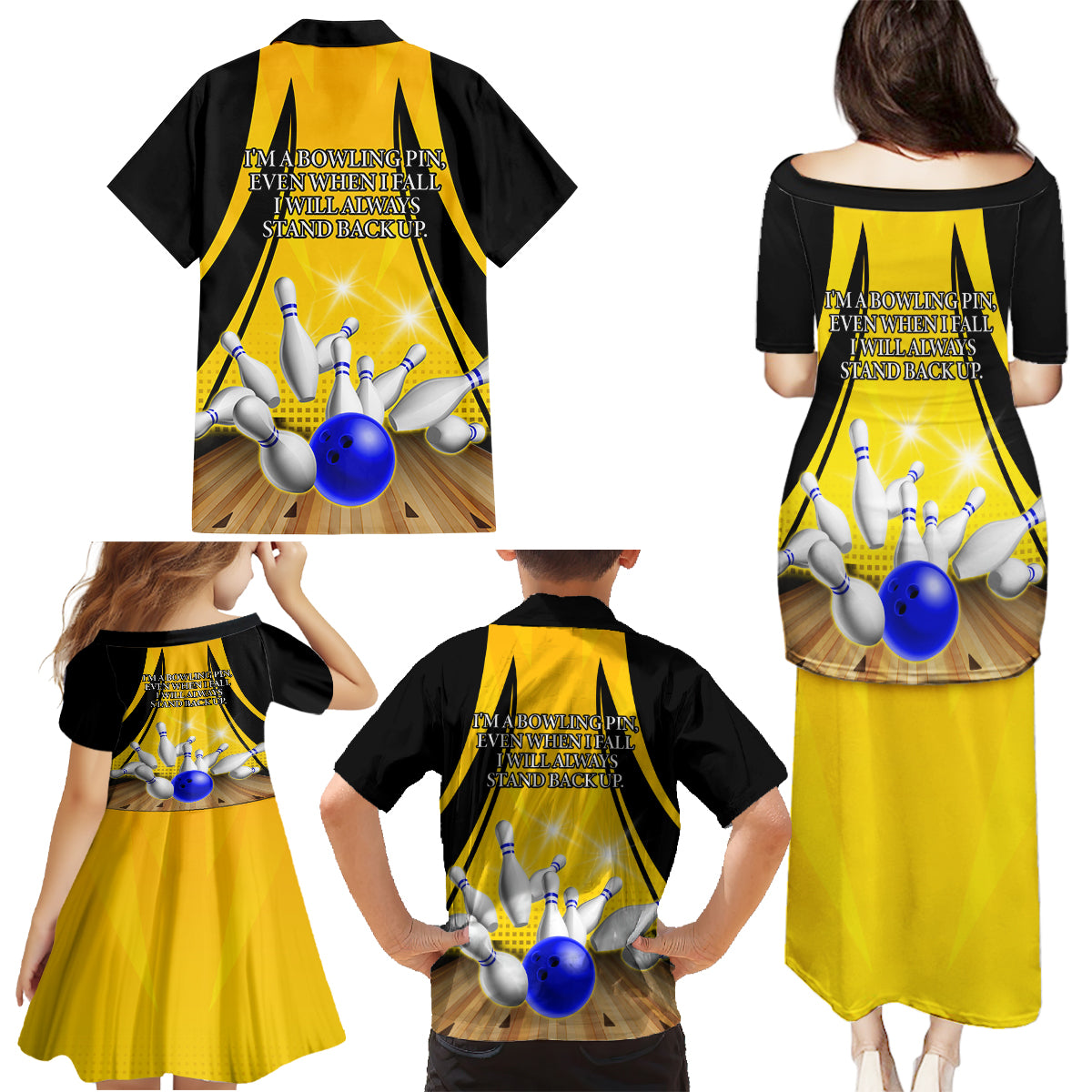 Australia Bowling Family Matching Puletasi and Hawaiian Shirt I Am A Bowling Pin Curve Style