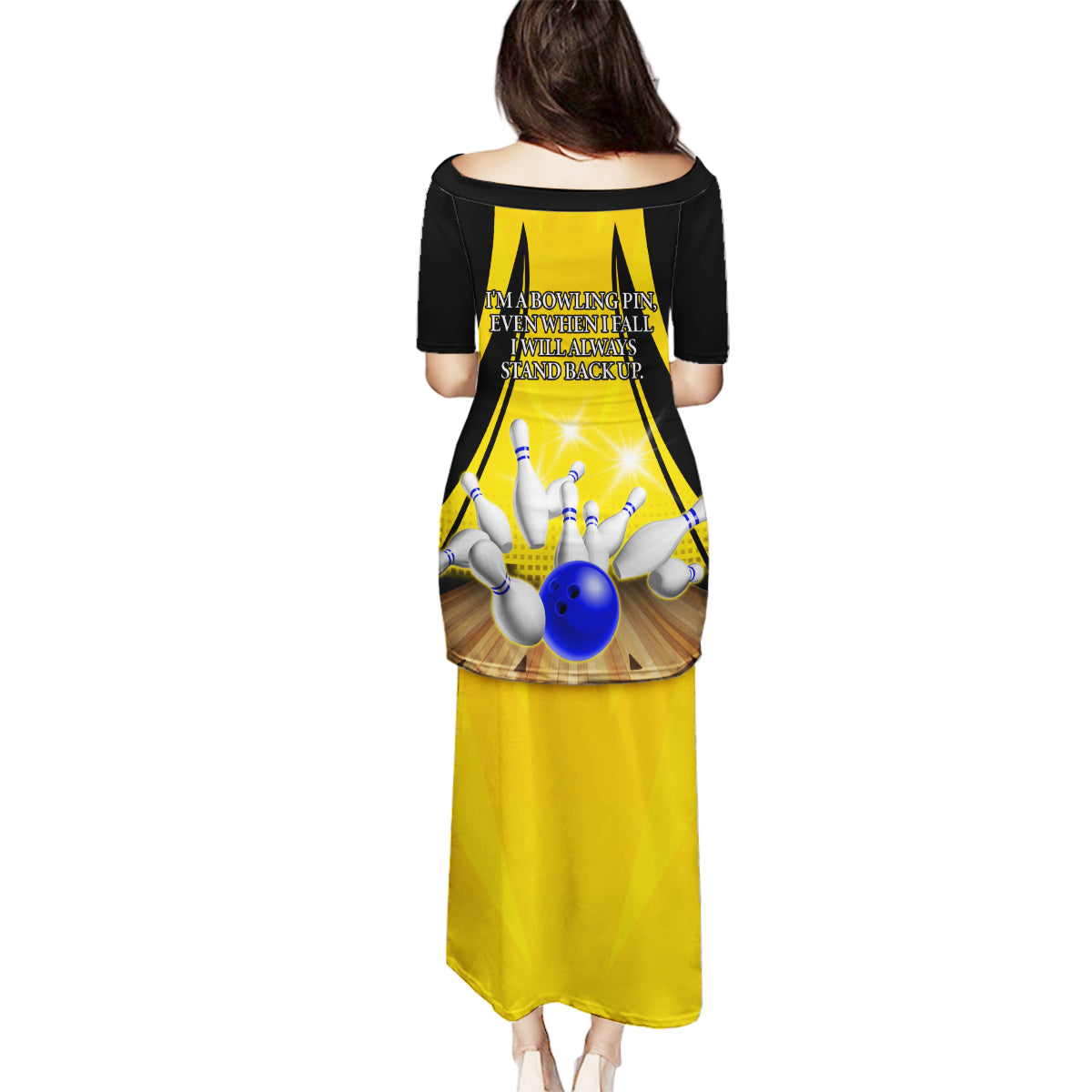Australia Bowling Family Matching Puletasi and Hawaiian Shirt I Am A Bowling Pin Curve Style