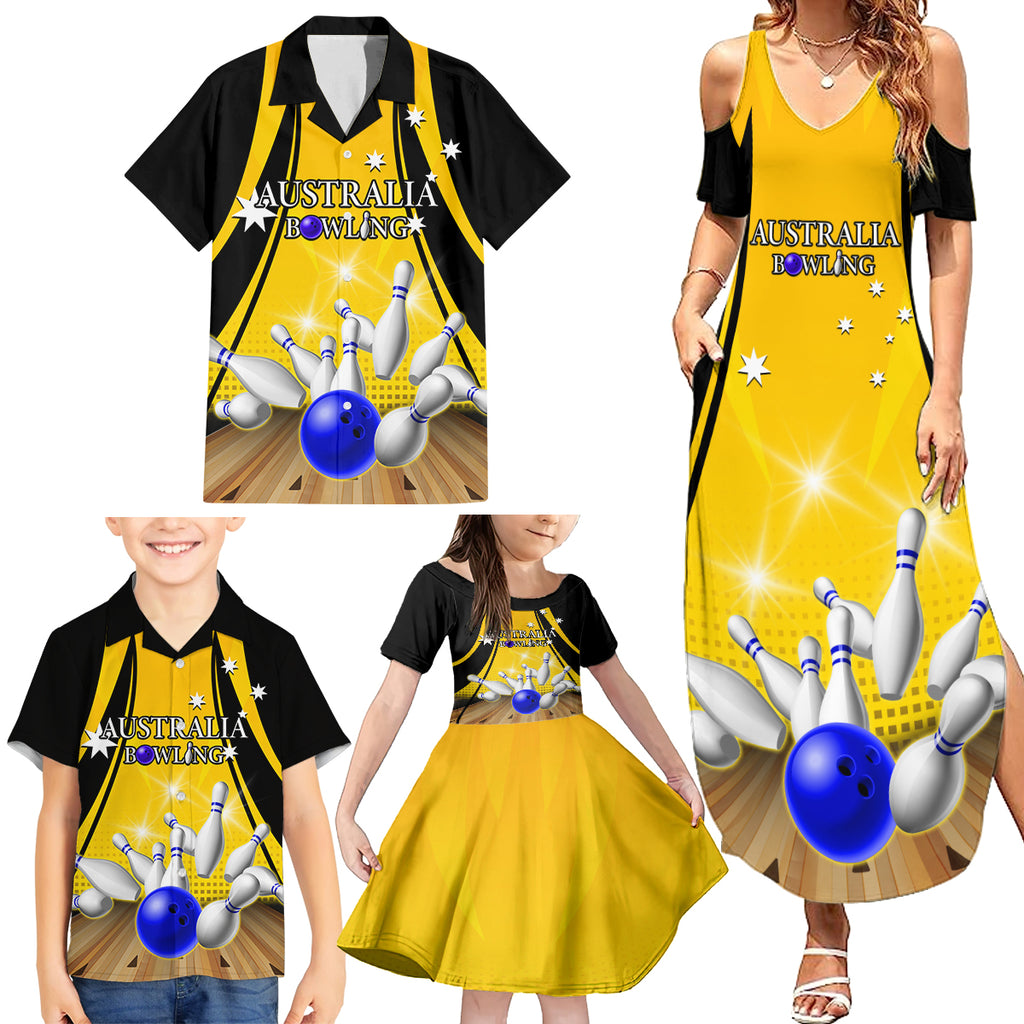 Australia Bowling Family Matching Summer Maxi Dress and Hawaiian Shirt I Am A Bowling Pin Curve Style