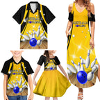 Australia Bowling Family Matching Summer Maxi Dress and Hawaiian Shirt I Am A Bowling Pin Curve Style