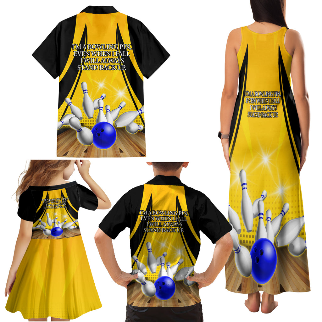 Australia Bowling Family Matching Tank Maxi Dress and Hawaiian Shirt I Am A Bowling Pin Curve Style