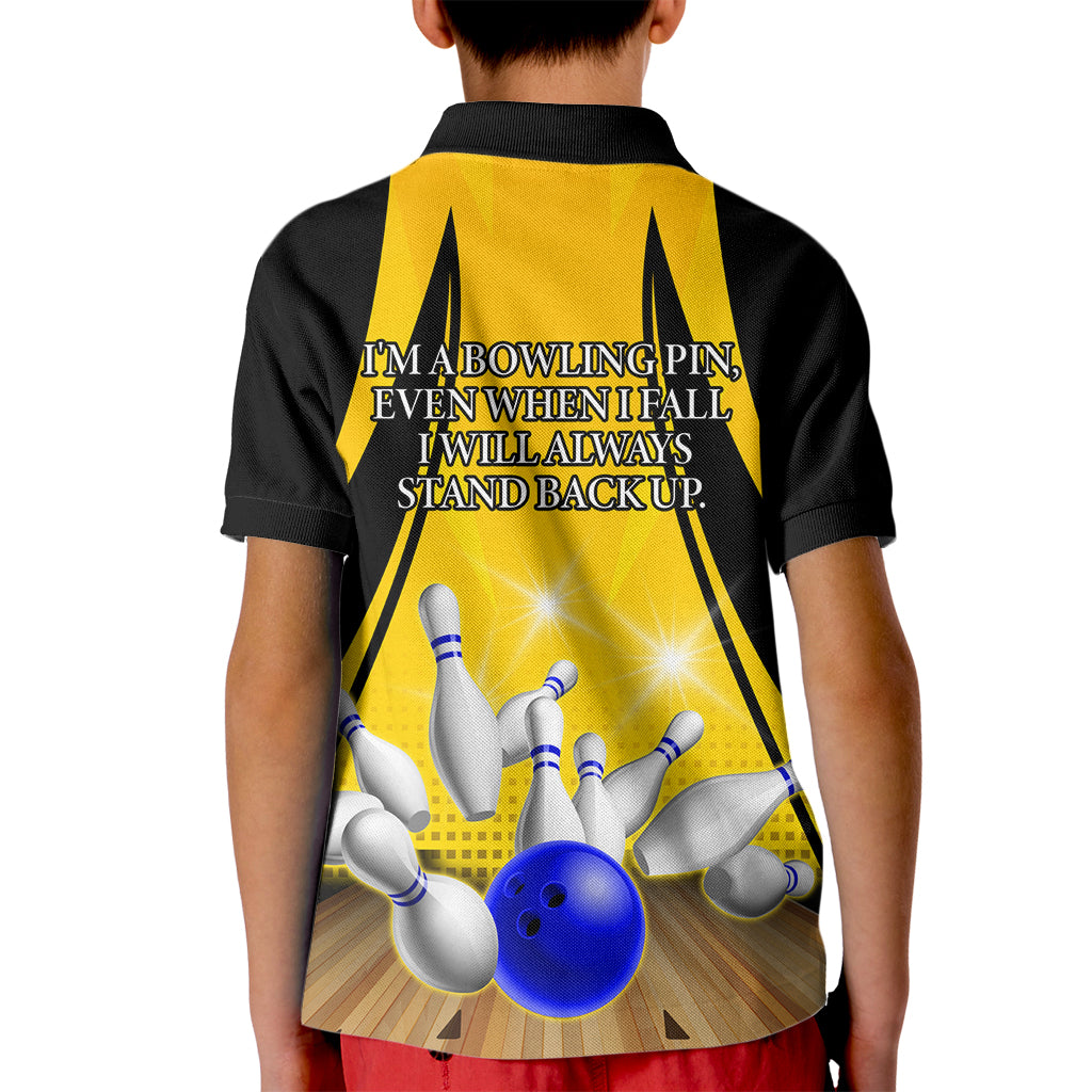 Australia Bowling Kid Polo Shirt I Am A Bowling Pin Curve Style