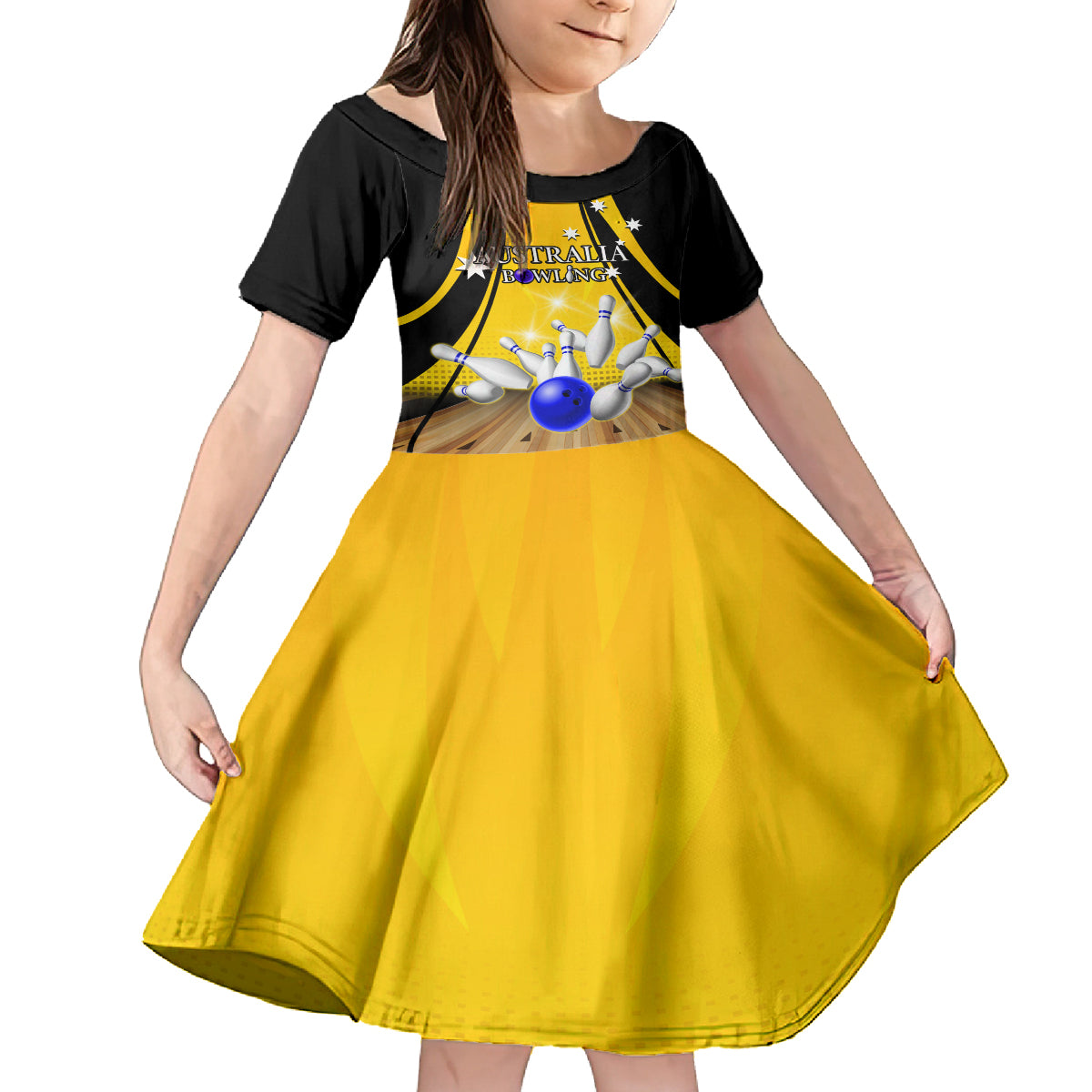 Australia Bowling Kid Short Sleeve Dress I Am A Bowling Pin Curve Style