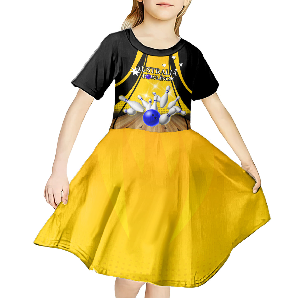 Australia Bowling Kid Short Sleeve Dress I Am A Bowling Pin Curve Style