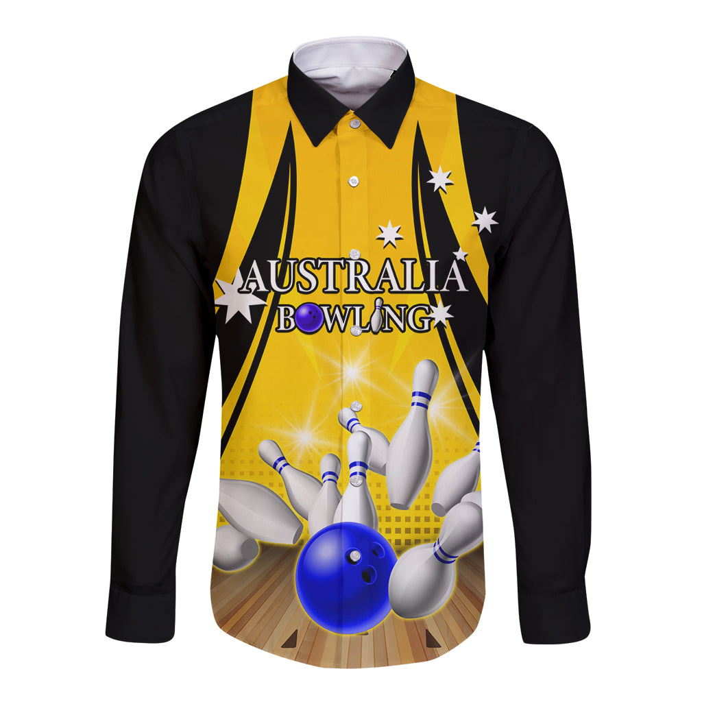 Australia Bowling Long Sleeve Button Shirt I Am A Bowling Pin Curve Style