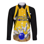 Australia Bowling Long Sleeve Button Shirt I Am A Bowling Pin Curve Style
