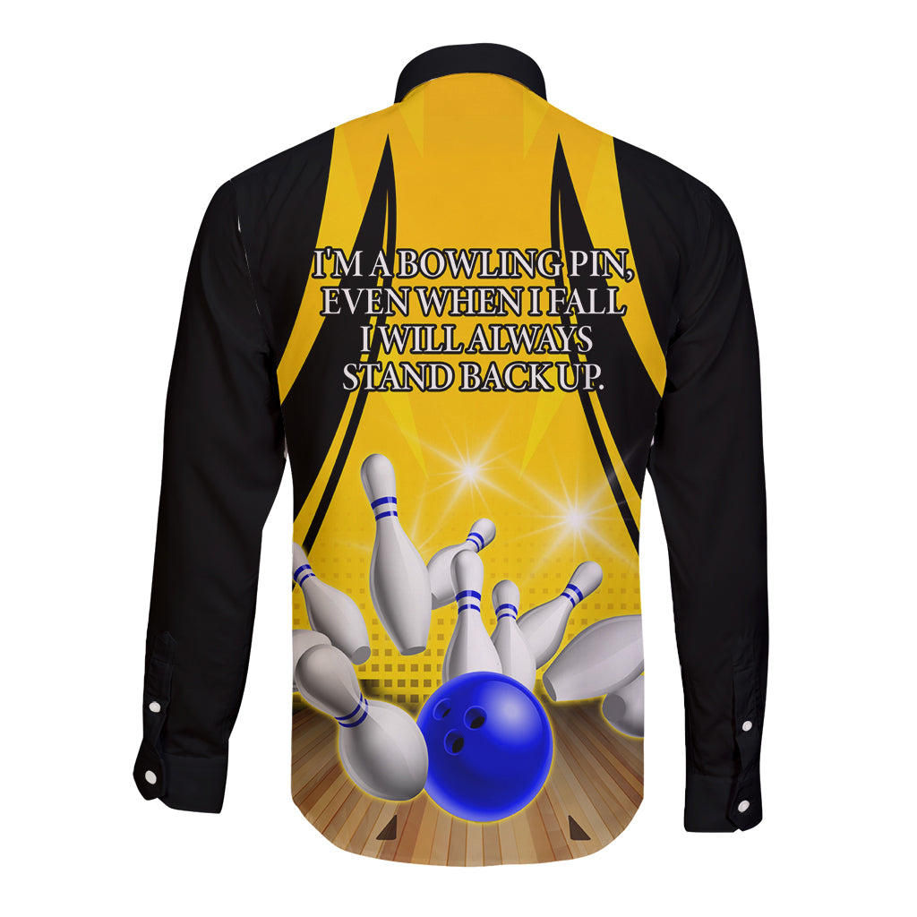 Australia Bowling Long Sleeve Button Shirt I Am A Bowling Pin Curve Style