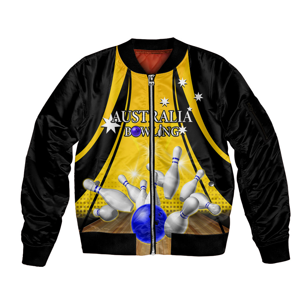 Australia Bowling Sleeve Zip Bomber Jacket I Am A Bowling Pin Curve Style