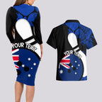 Personalised Australia Bowling Born To Bowl Couples Matching Long Sleeve Bodycon Dress and Hawaiian Shirt Grunge Style