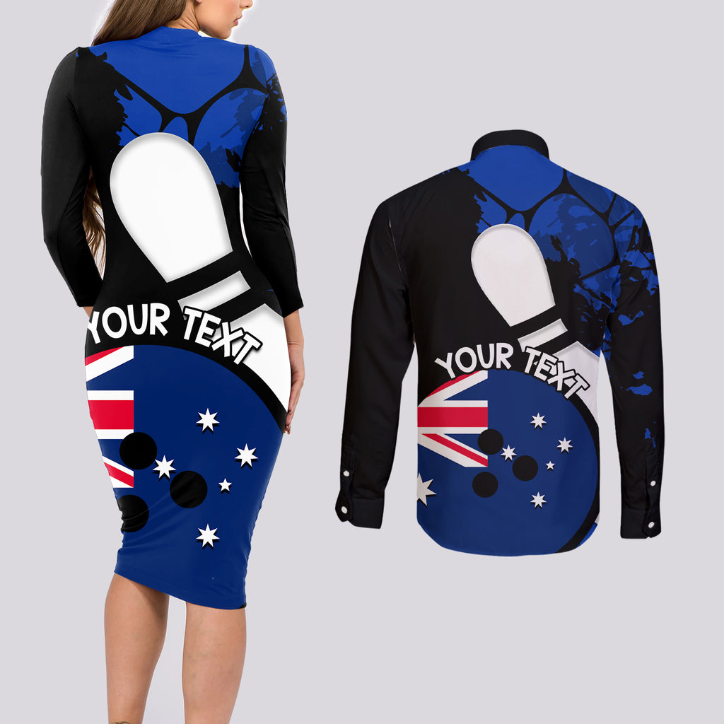 Personalised Australia Bowling Born To Bowl Couples Matching Long Sleeve Bodycon Dress and Long Sleeve Button Shirt Grunge Style