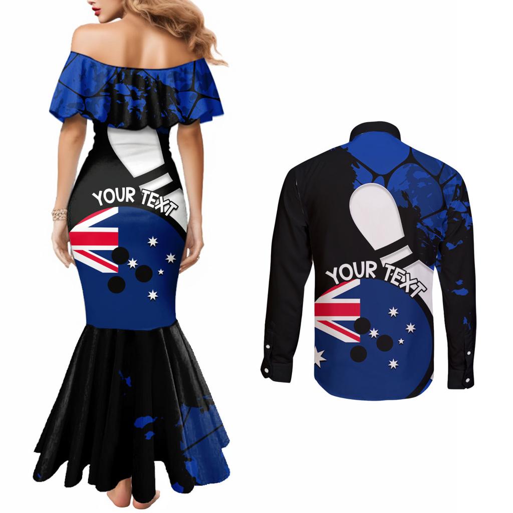 Personalised Australia Bowling Born To Bowl Couples Matching Mermaid Dress and Long Sleeve Button Shirt Grunge Style