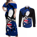 Personalised Australia Bowling Born To Bowl Couples Matching Off Shoulder Maxi Dress and Long Sleeve Button Shirt Grunge Style