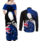 Personalised Australia Bowling Born To Bowl Couples Matching Off Shoulder Maxi Dress and Long Sleeve Button Shirt Grunge Style