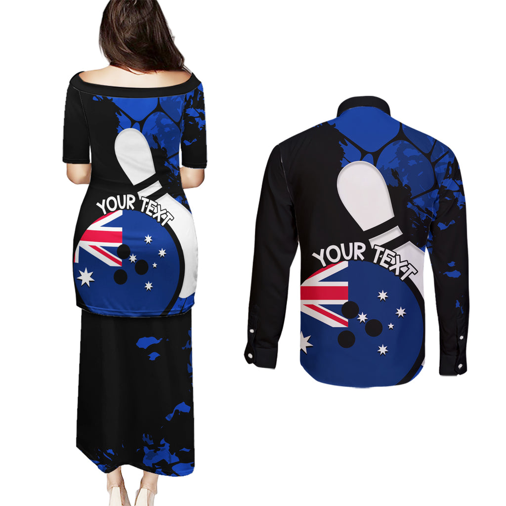 Personalised Australia Bowling Born To Bowl Couples Matching Puletasi and Long Sleeve Button Shirt Grunge Style