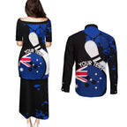 Personalised Australia Bowling Born To Bowl Couples Matching Puletasi and Long Sleeve Button Shirt Grunge Style