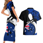 Personalised Australia Bowling Born To Bowl Couples Matching Short Sleeve Bodycon Dress and Hawaiian Shirt Grunge Style