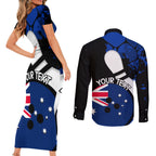 Personalised Australia Bowling Born To Bowl Couples Matching Short Sleeve Bodycon Dress and Long Sleeve Button Shirt Grunge Style