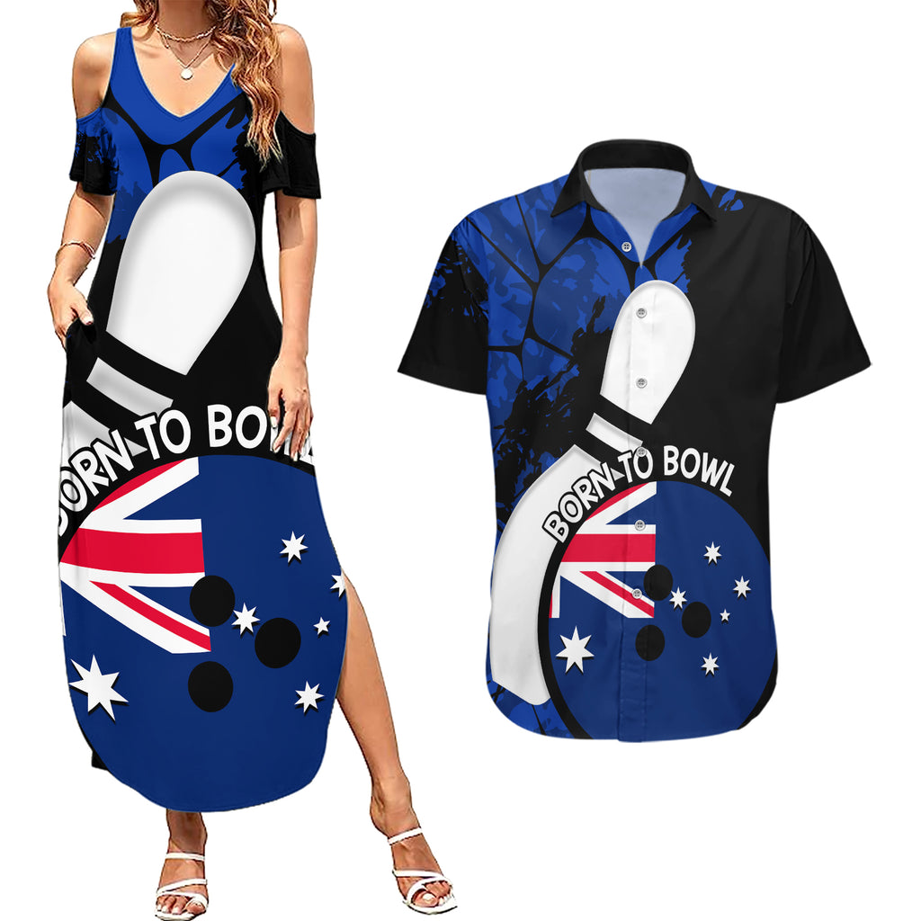 Personalised Australia Bowling Born To Bowl Couples Matching Summer Maxi Dress and Hawaiian Shirt Grunge Style