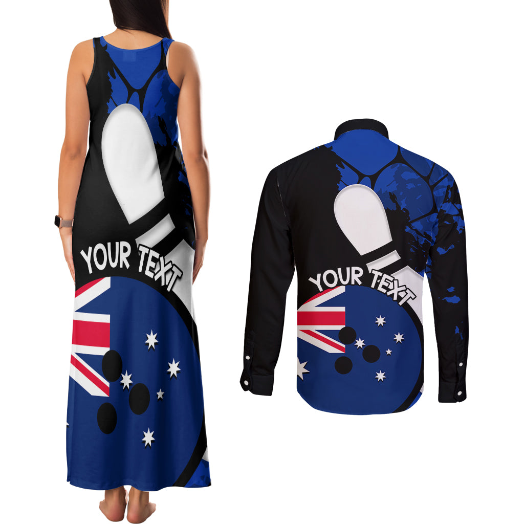 Personalised Australia Bowling Born To Bowl Couples Matching Tank Maxi Dress and Long Sleeve Button Shirt Grunge Style