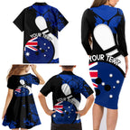 Personalised Australia Bowling Born To Bowl Family Matching Long Sleeve Bodycon Dress and Hawaiian Shirt Grunge Style