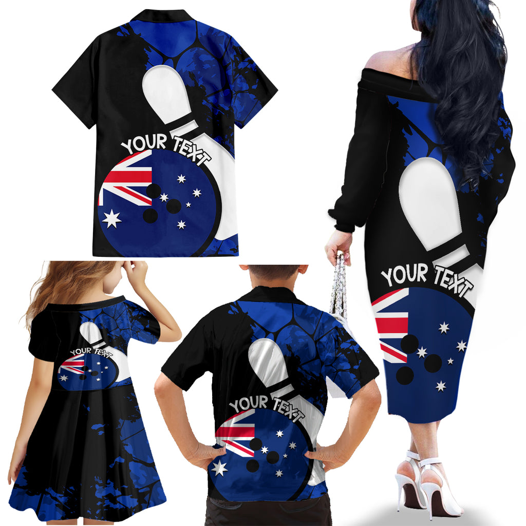 Personalised Australia Bowling Born To Bowl Family Matching Off Shoulder Long Sleeve Dress and Hawaiian Shirt Grunge Style