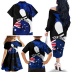 Personalised Australia Bowling Born To Bowl Family Matching Off Shoulder Long Sleeve Dress and Hawaiian Shirt Grunge Style