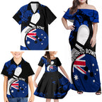 Personalised Australia Bowling Born To Bowl Family Matching Off Shoulder Maxi Dress and Hawaiian Shirt Grunge Style