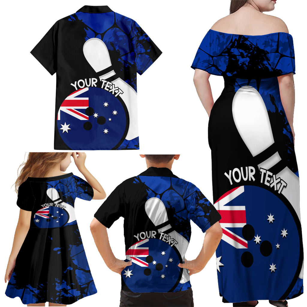 Personalised Australia Bowling Born To Bowl Family Matching Off Shoulder Maxi Dress and Hawaiian Shirt Grunge Style