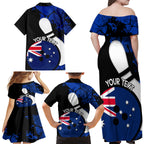 Personalised Australia Bowling Born To Bowl Family Matching Off Shoulder Maxi Dress and Hawaiian Shirt Grunge Style