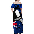 Personalised Australia Bowling Born To Bowl Family Matching Off Shoulder Maxi Dress and Hawaiian Shirt Grunge Style
