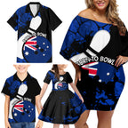 Personalised Australia Bowling Born To Bowl Family Matching Off Shoulder Short Dress and Hawaiian Shirt Grunge Style