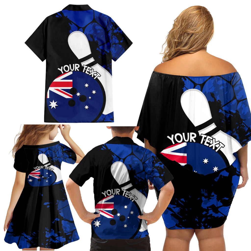Personalised Australia Bowling Born To Bowl Family Matching Off Shoulder Short Dress and Hawaiian Shirt Grunge Style